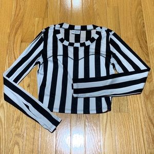 LA Hearts Pacsun Striped Mesh Long Sleeve Croptop